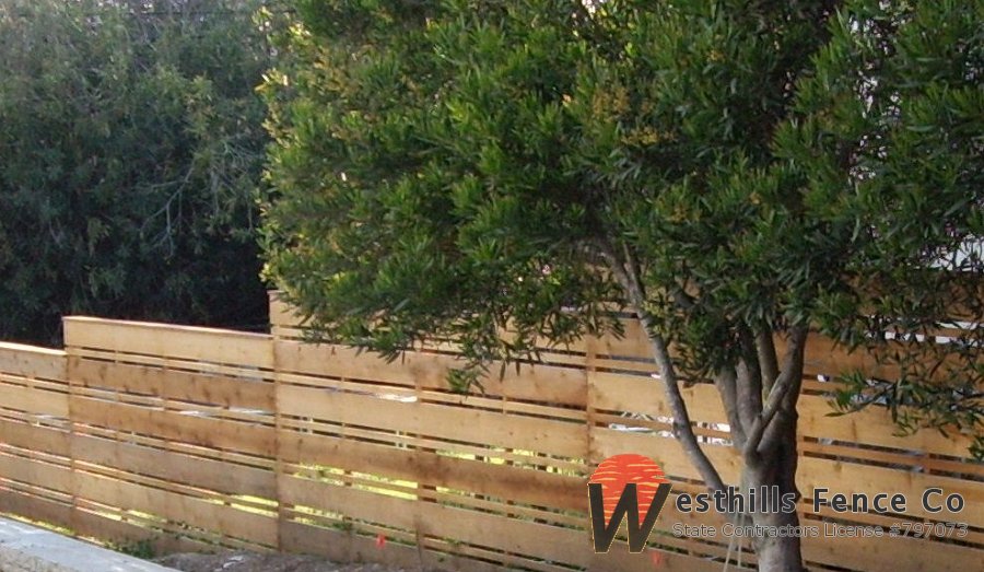 Horizontal 1x8 and 1x2 cedar fence