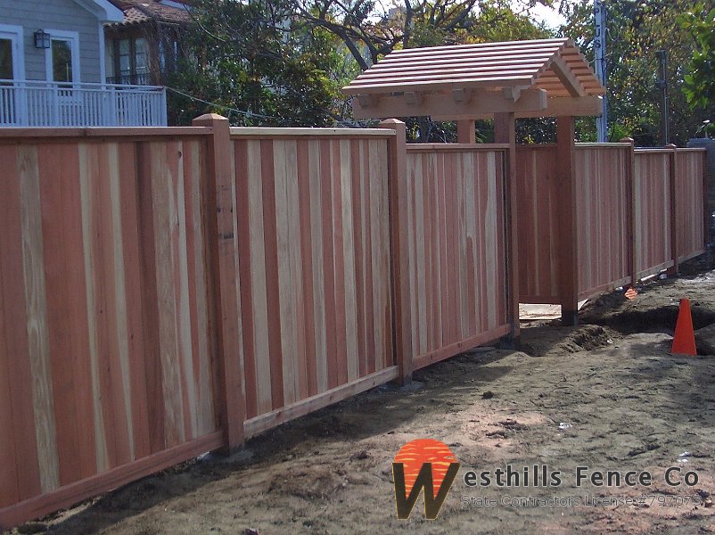Exposed posts tongue and groove redwood
