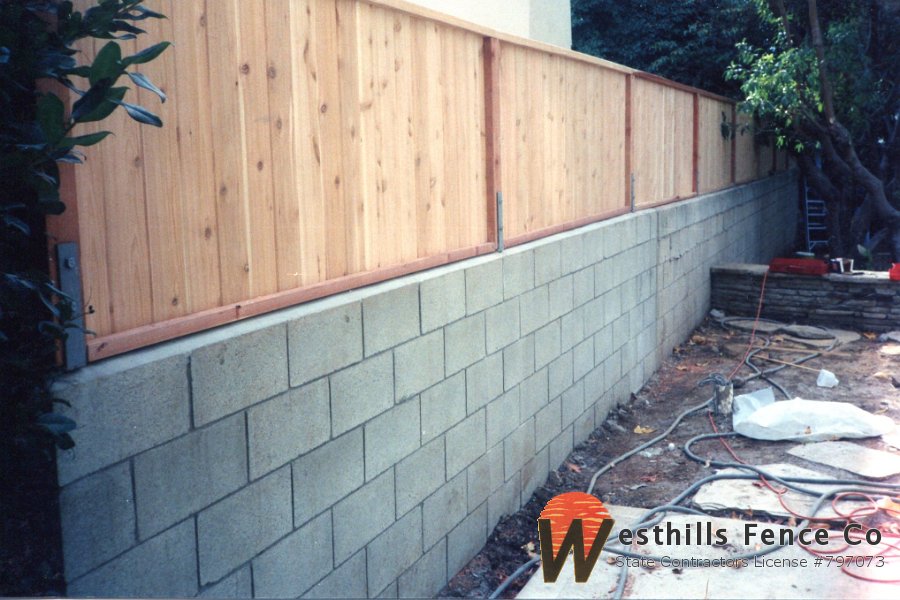 Tongue and groove cedar on the top of the wall