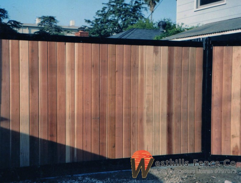 Tongue and groove slidng gate with steel frame around